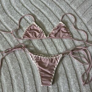 Posh Pua Mauve and Cream Bikini Set